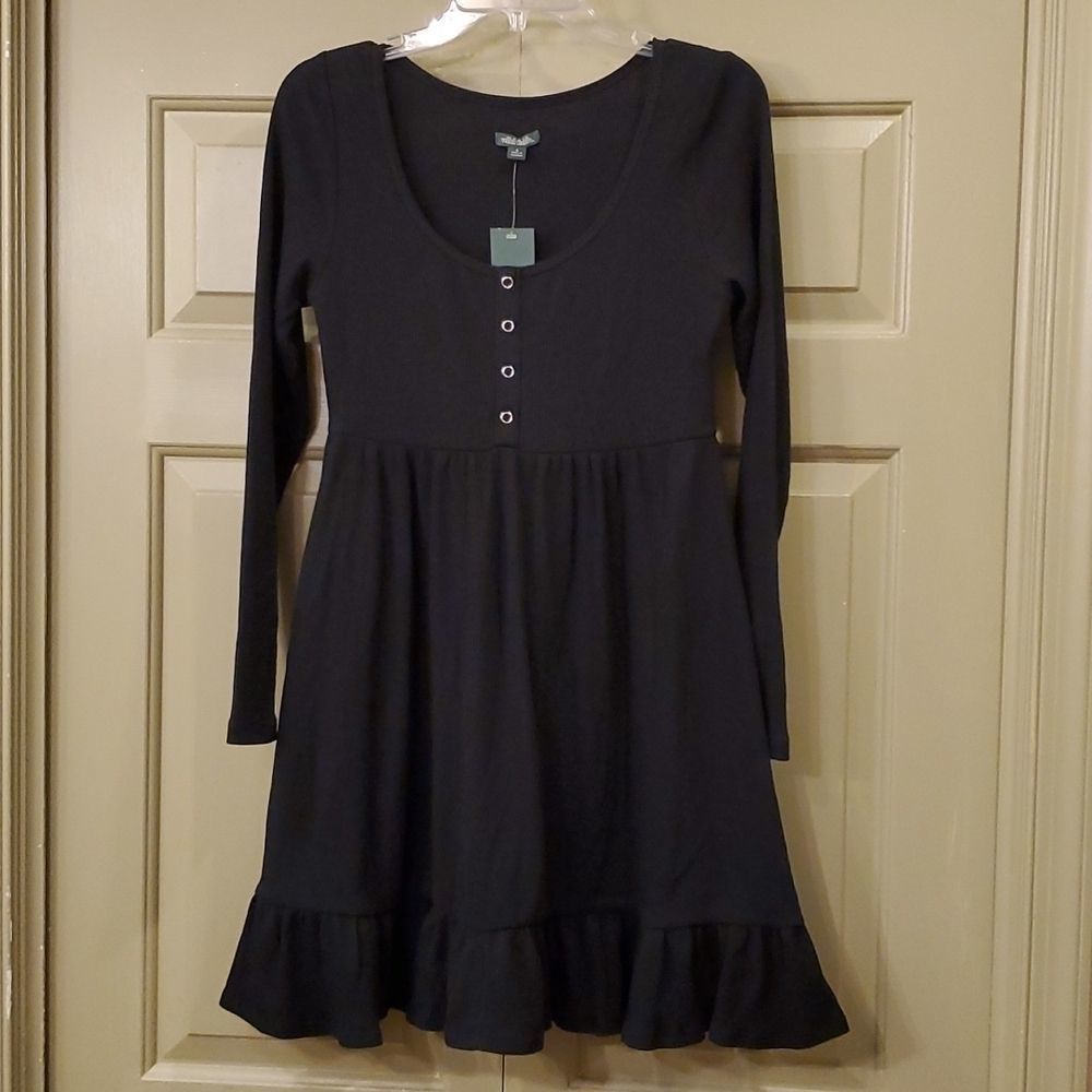 NWT Wild Fable ✔️black thermal babydoll tunic top dress NWT size small